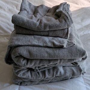 West Elm Gray Herringbone Flannel Queen Sheet Set